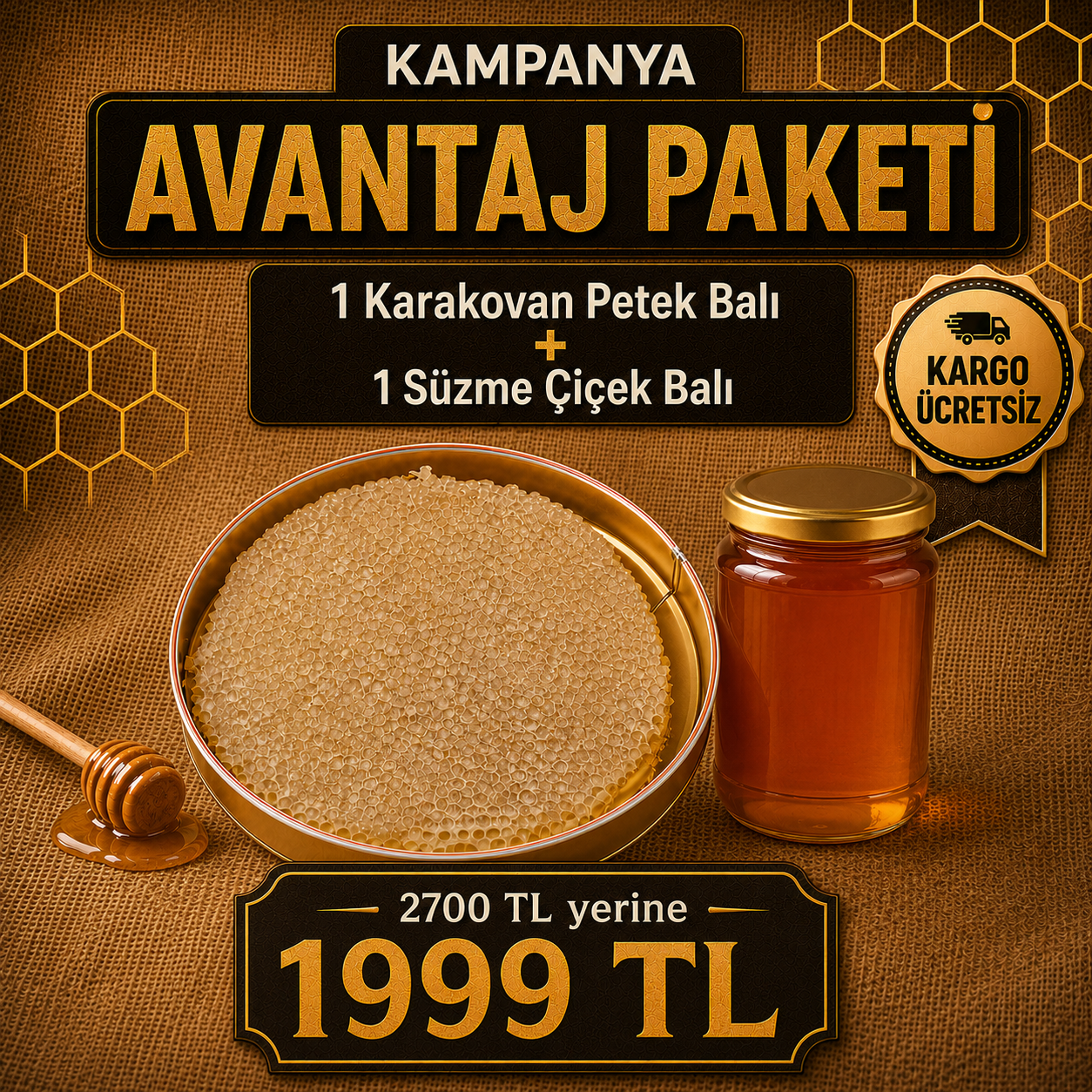 1 Karakovan Petek Balı 1 Süzme Çiçek Balı