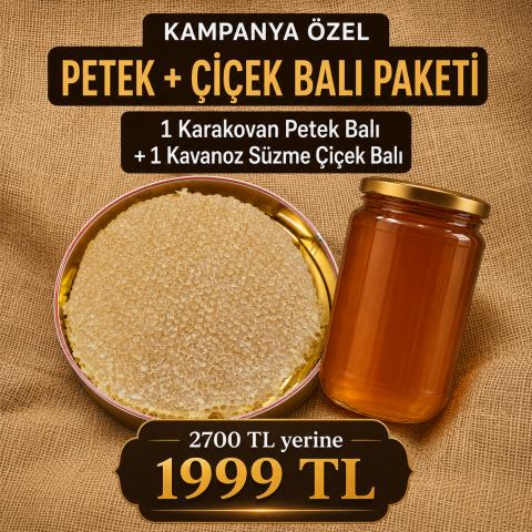 1 Karakovan Petek Balı 1 Süzme Çiçek Balı